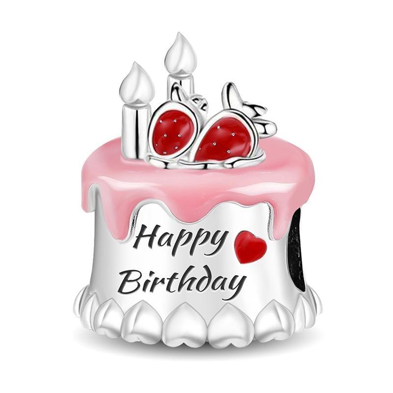 Подходят для оригинальных браслетов Pandora Цветок Семья Розовый Торт Звезда Любовь Сердце Серия Медные Шармы Бусины Сделай сам Ювелирный Подарок на День Рождения