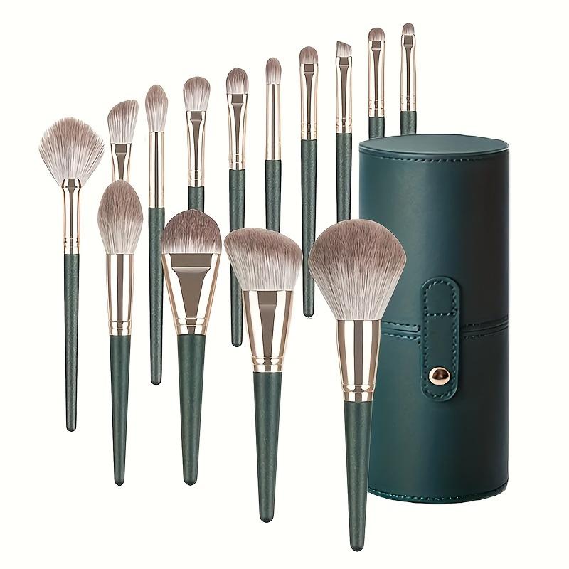 14Pcs Pro Makeup Brush Set - Soft Nylon Bristle Resin Rod Palm Brush Design for Flawless Foundation Eye Shadow Brow Application