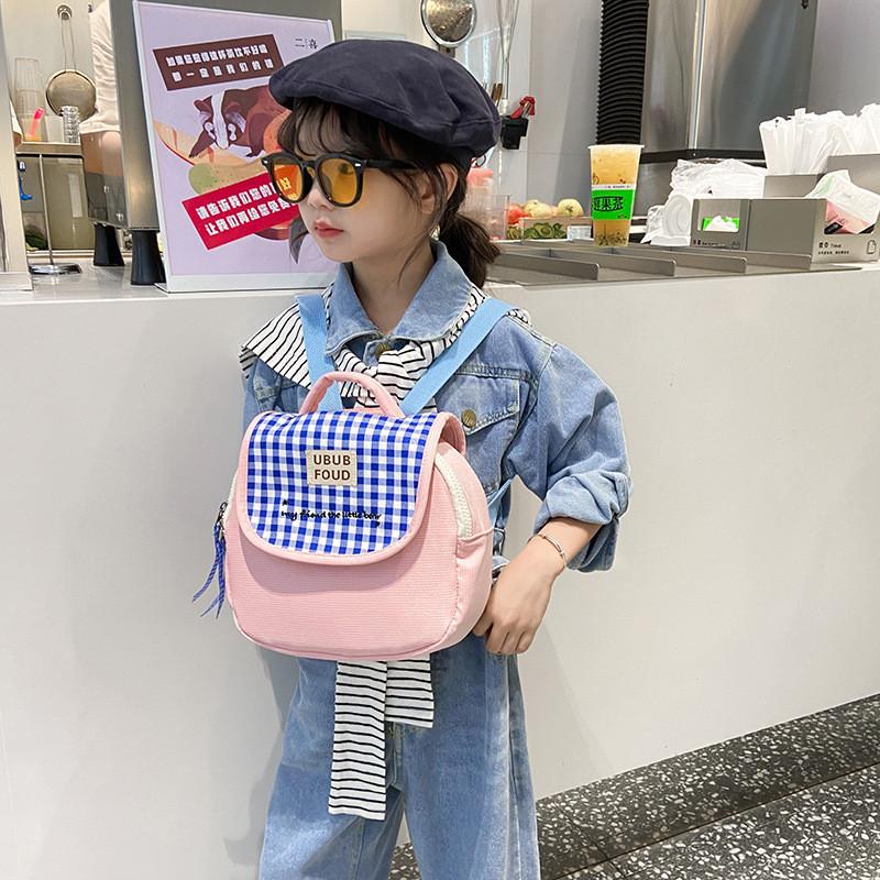 Attractive Checked Design Kids Backpack For School And Outdoor Activities Lightweight