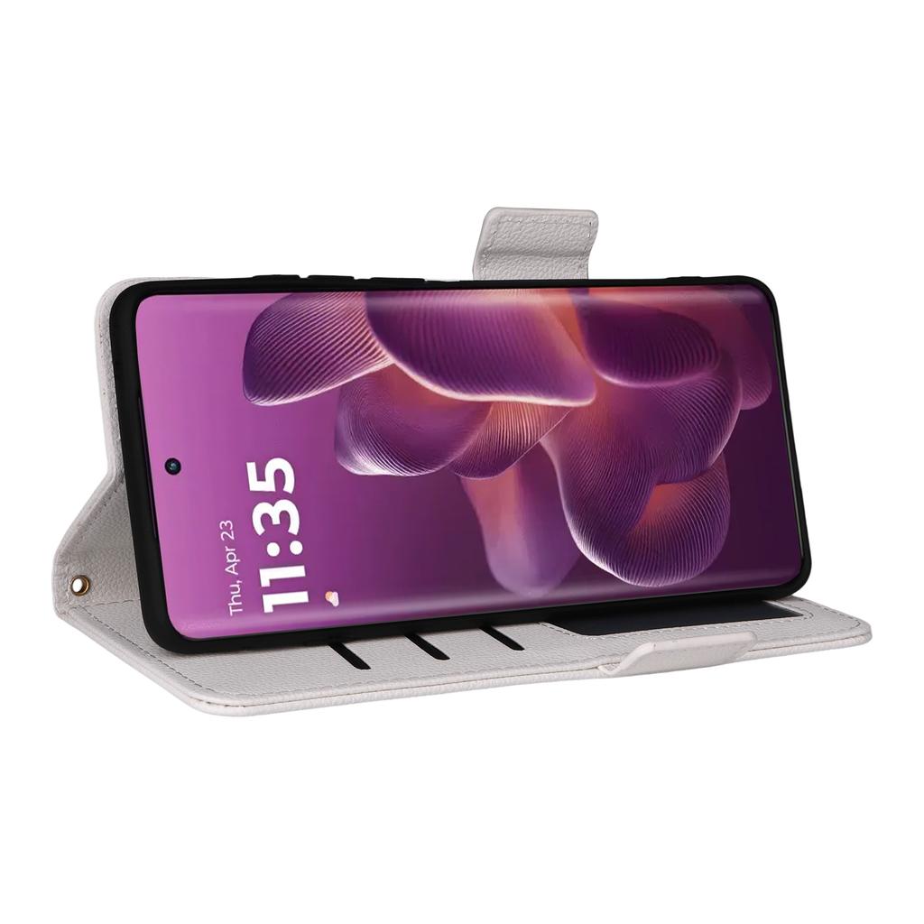 For Motorola Edge 60 Pro 5G Case with Wrist Strap Litchi Texture PU Leather Wallet Phone Cover