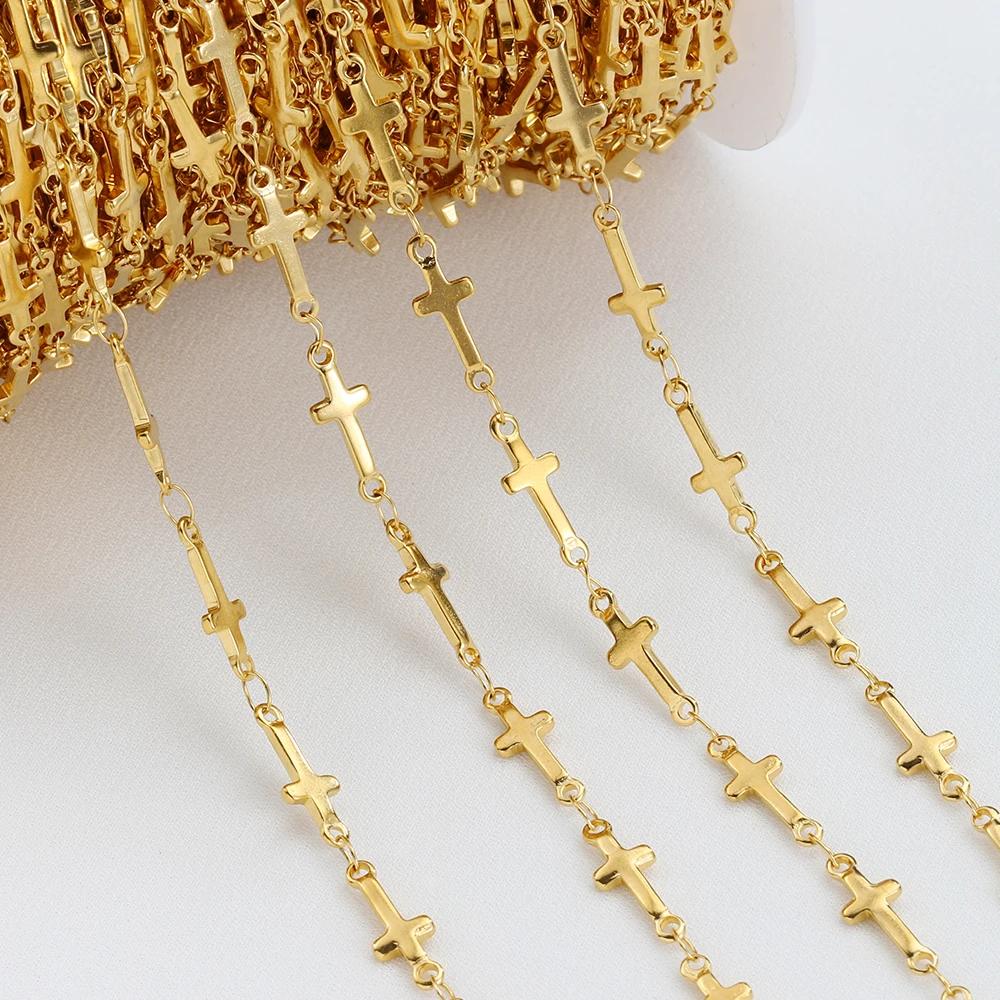1M Stainless Steel Printed Dot Striped Square Necklace Chain Geometry Link Chains DIY Bracelet Accessory Jewelry Making Supplies