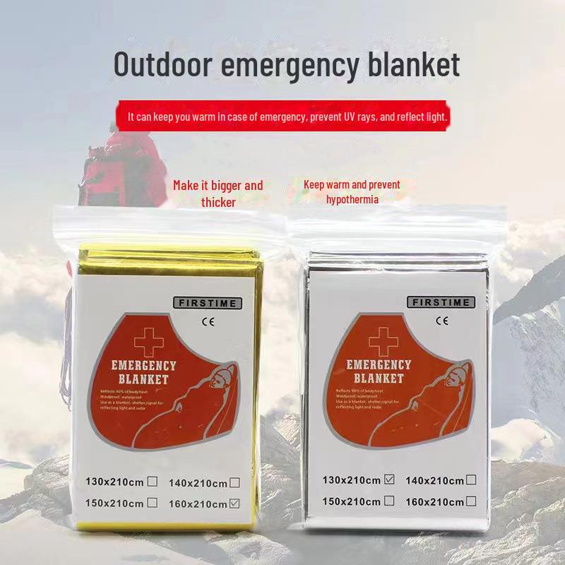 Аварийное изоляционное одеяло из алюминиевой пленки - серебристое, портативное, для улицы, путешествий, альпинизма - 130*120 см