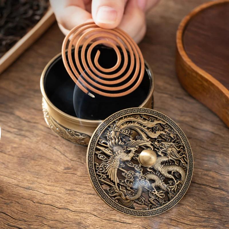 Курильницы для благовоний в виде дракона, старинная латунная курильница для благовоний в виде феникса, полые мини-украшения для благовоний, старинный китайский декор для чайного стола