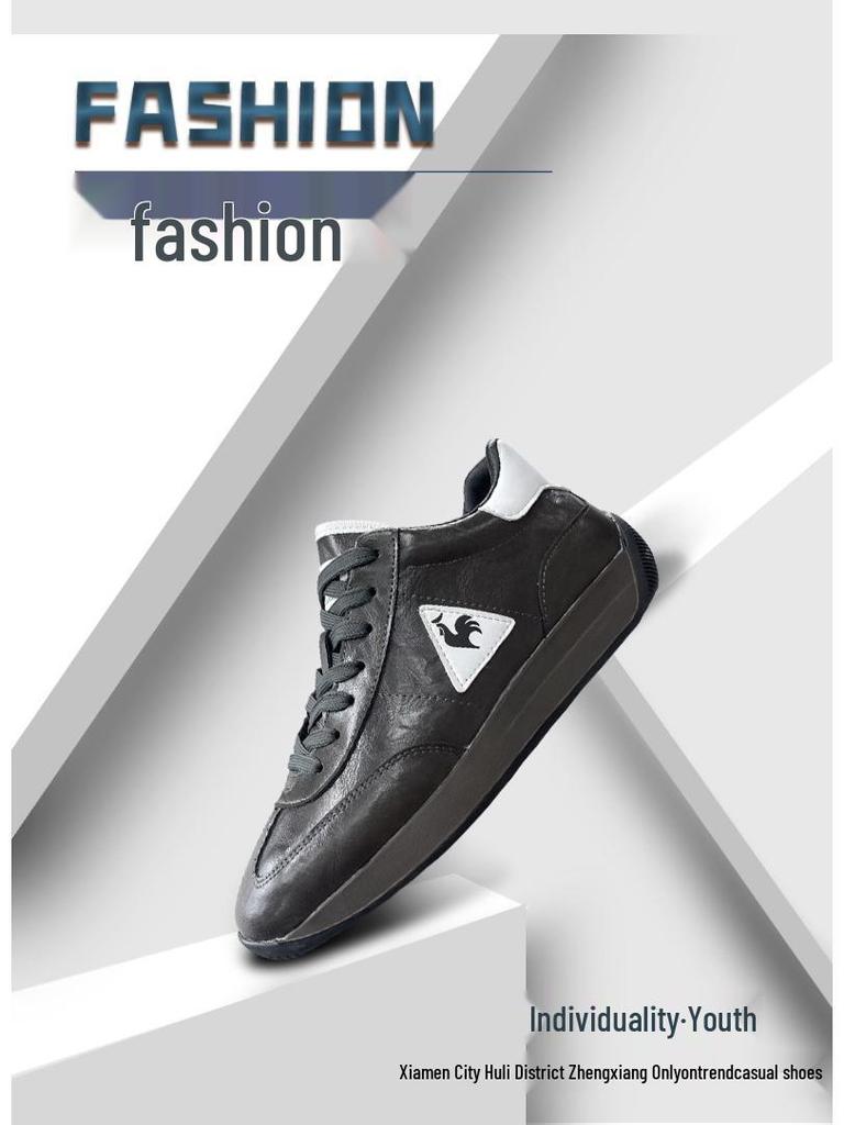 Мужские зимние кожаные кроссовки 2025 Rooster Forrest Gump с флисовой подкладкой: Теплые, из натуральной кожи, низкие спортивные туфли