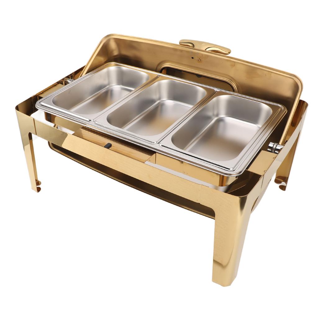 Поднос для подогрева пищи из нержавеющей стали, поднос для шведского стола, 9 л, подставка для подогрева пищи, прозрачная стеклянная крышка