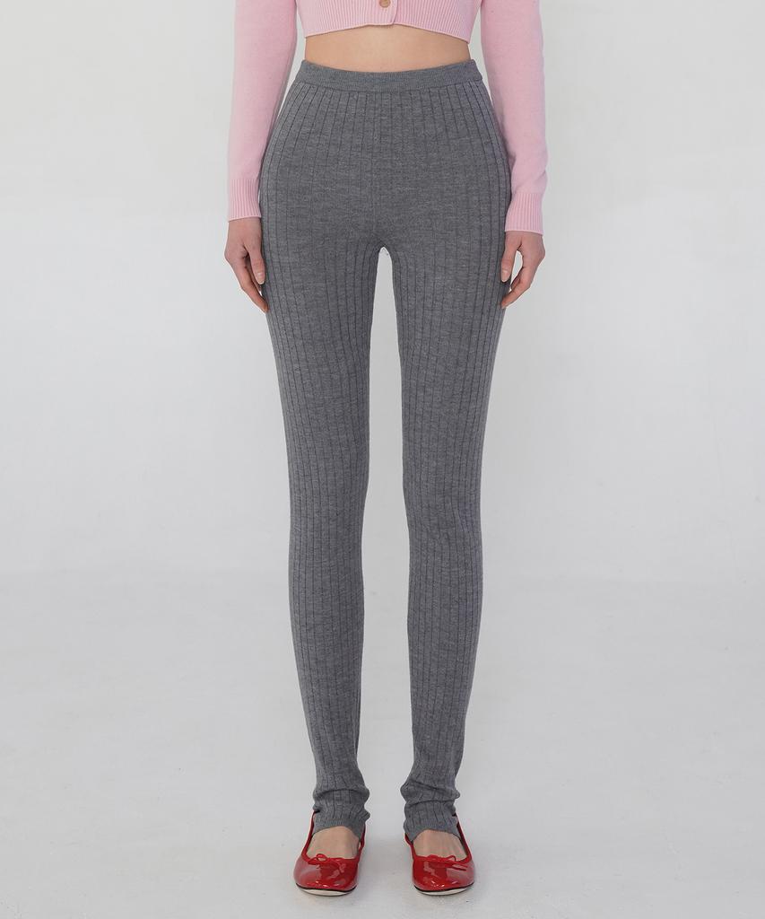 PELOTE Pure Wool Ribbed Leggings (Gray)