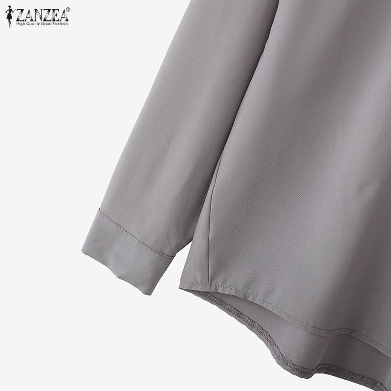 ZANZEA Женская классическая повседневная блузка с отложным воротником и длинными рукавами