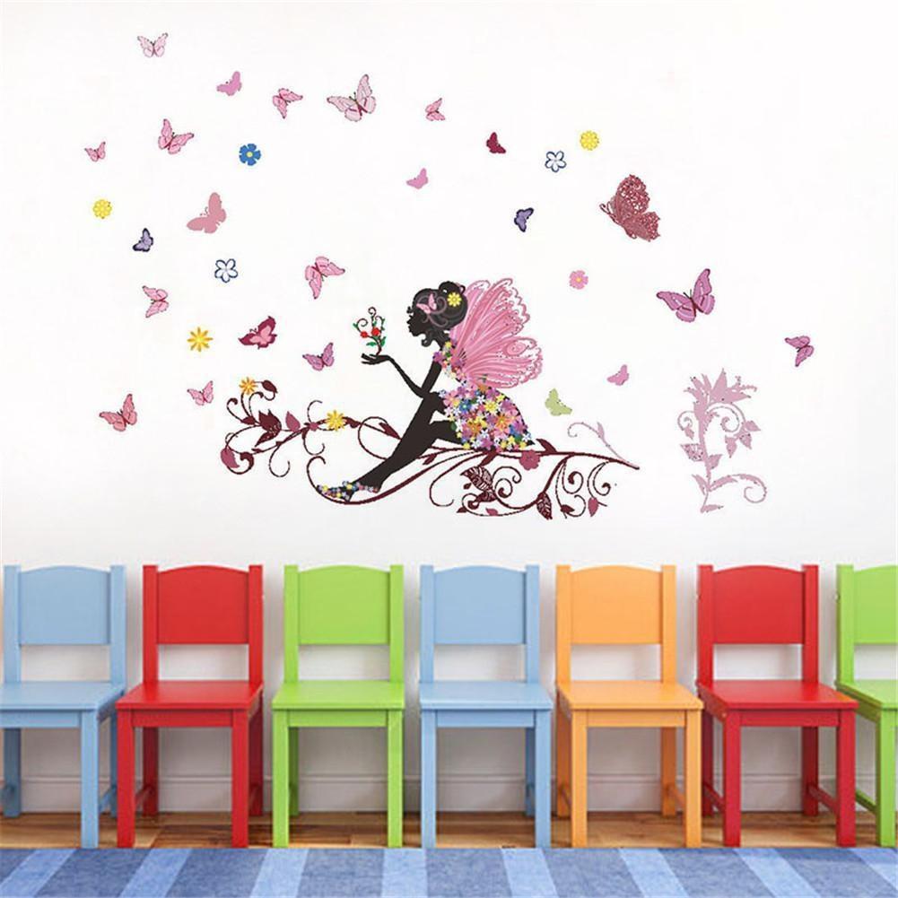 The New Butterfly Beautiful Faery Bedroom Waterproof Sitting Room Background Wall Stickers