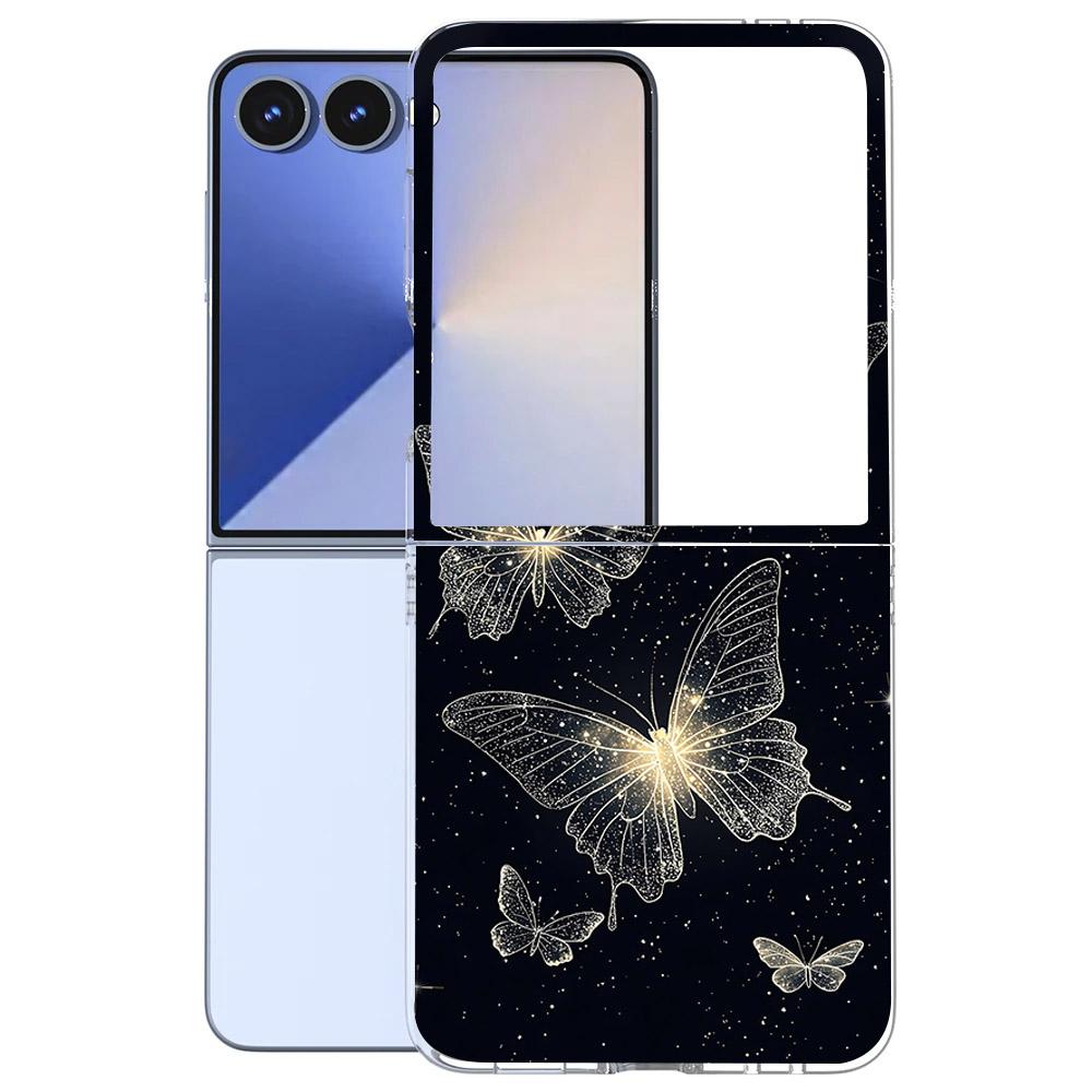 Для Samsung Galaxy Z Flip 7 6 5 4 3 Чехол Модный Рисунок Жесткий ПК Прозрачная Крышка Для Galaxy Z Flip7 Складные Чехлы Funda Coque