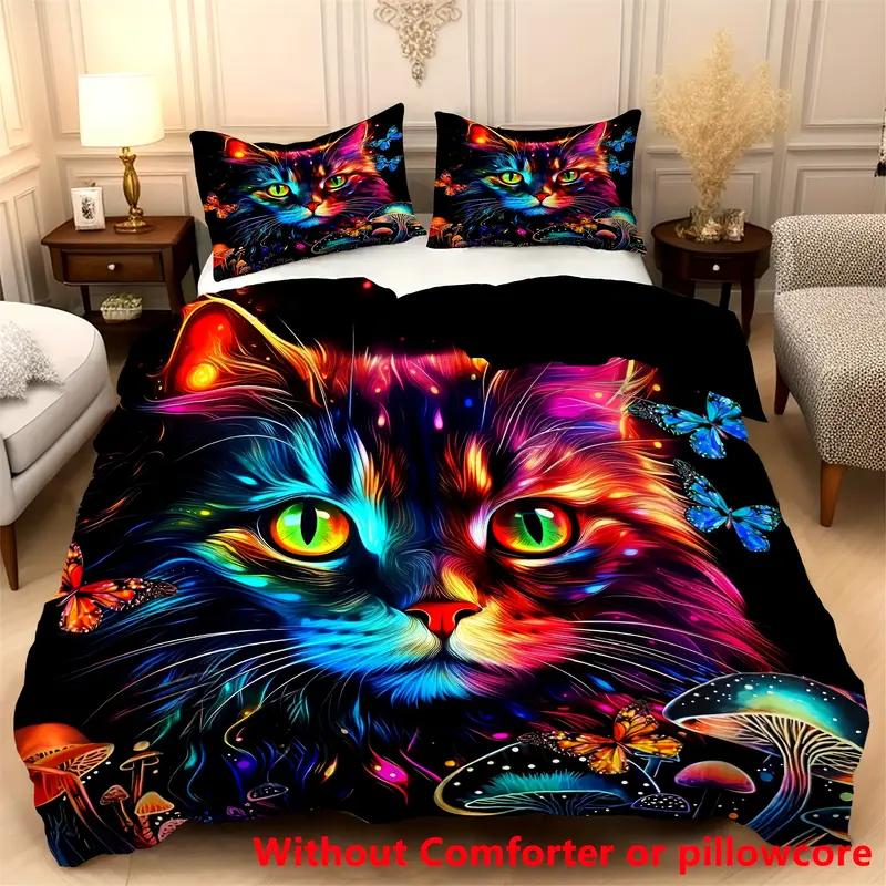 Прекрасный милый кот 3D принт постельное белье уютный пододеяльник кинг, квин, твин, односпальный размер подарок на день рождения для девочки, мальчика, ребенка, украшение спальни