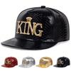 Men PU Leather Letter KING Hip Hop Hat Outdoor Adjustable Sunscreen Leisure Hat Spring Autumn Travel Tourism Beach Vacation