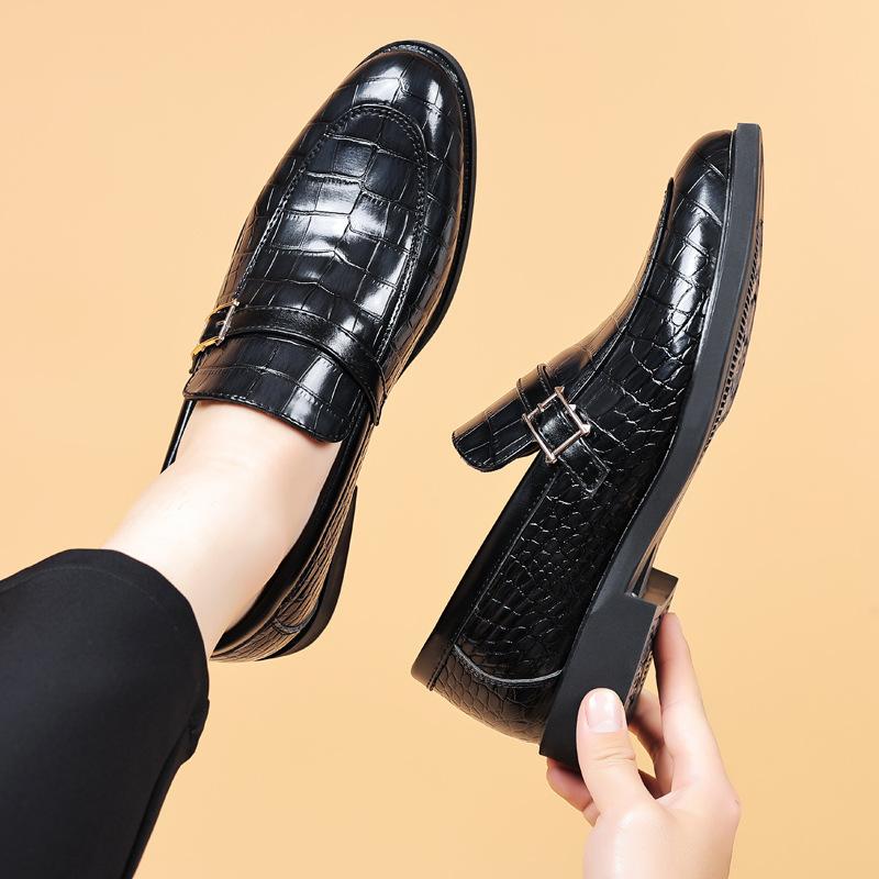 Fashion High Quality Leather Shoes for Men Casual Classic Loafers Crocodile Skin Men Dress Shoes Formal Oxford Office Wedding Shoes