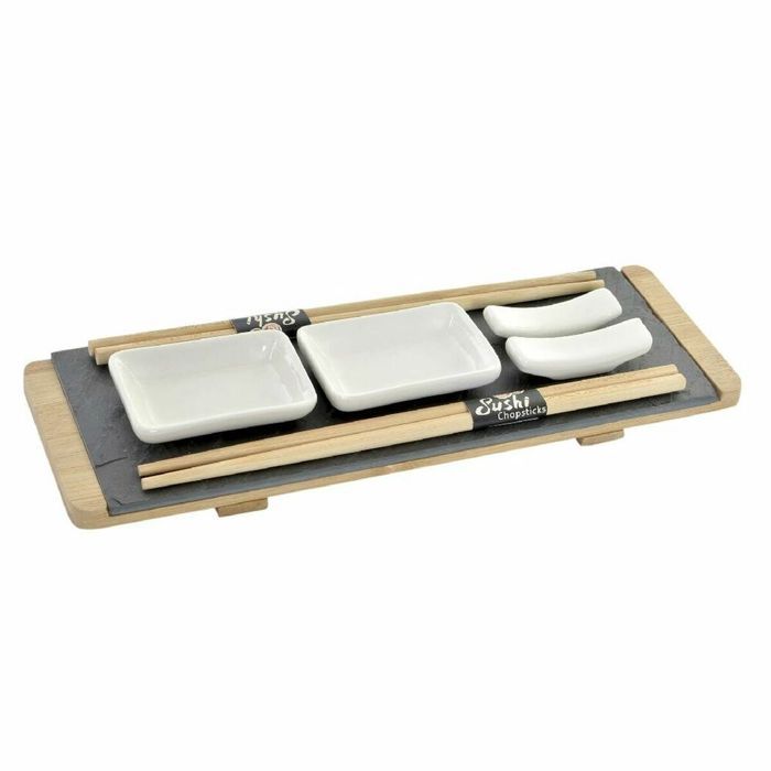 Set De Sushi - DKD HOME DECOR - 30x10x3,5 Cm - Bambou - Ardoise - Contemporain