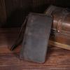Top Layer Cowhide Genuine Leather Wallet Vintage Crazy Horse Leather Long Wallet Phone