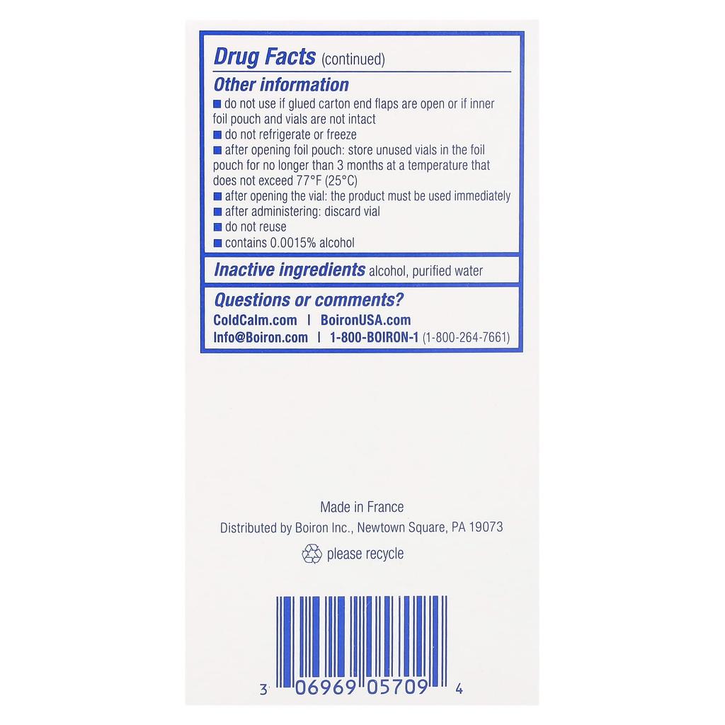 BOIRON Cold Calm Baby, Liquid Capsule, Cold Relief, 6 Months+, 30 Pre-measured Liquid Portions, 1 Ml (0.034 Fl Oz) Each.