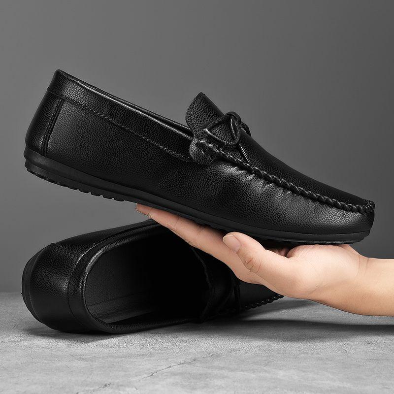 Fashion Moccasin Slip-on Men's Leather Shoes Non Flat Summer Sale Common Social Size 45 Low Price Classic Original Pu Male Casual Shoe