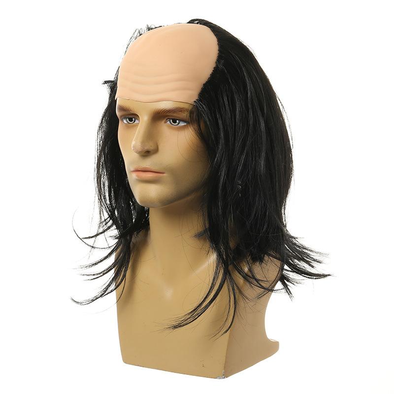 Хэллоуин косплей Дедушка Искусственный синтетический парик Реквизит Забавный наряд Лысые Пожилые люди Белые Короткие волосы Головной убор