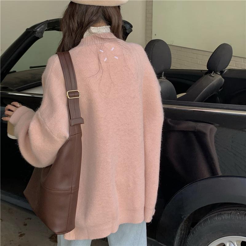 Autumn Women Sweater Knitting Basic Fashion Cardigan Long Sleeve Korea Shirt Loose Casual Show Thin Solid Coat