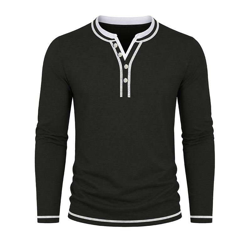 Мужская футболка-henley с длинным рукавом, пуловер, многослойный образ, круглый вырез, повседневный, облегающий крой, с планкой на пуговицах и рифлеными манжетами, для повседневной носки