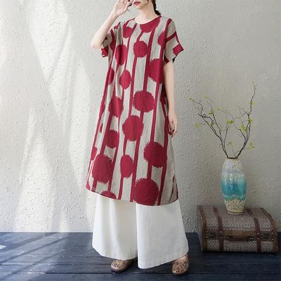 Реальное фото лето новый тонкий хлопок твист свободный короткий рукав жирный мм платье до колена женщины