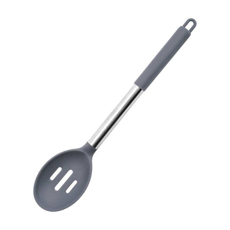 1/2 Pcs Silicone Cooking Spoons Kit with Stainless Steel Handle Salad Mixing Spoon Set Nonstick Cooking Tools Kitchen Utensils