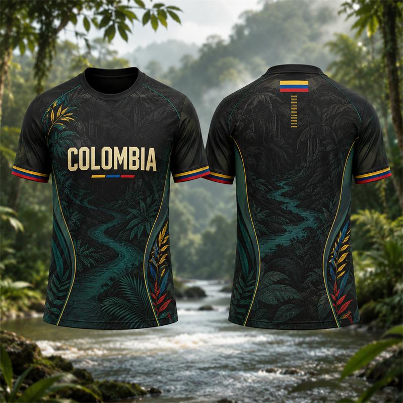 ZEEMIN Fashion Colombia Flag Graphic Football Jersey Summer Trendy 3D Printed Sports T Shirts
