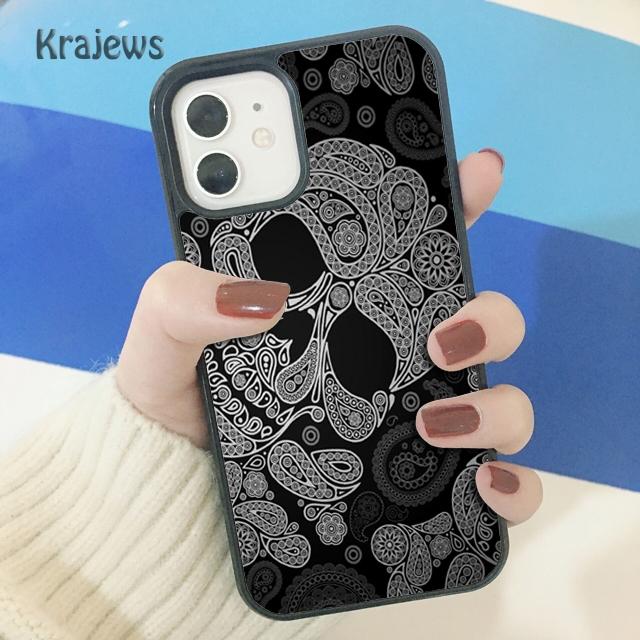 Krajews Черепа Кости Скелет Мягкий Чехол Для Телефона Для iPhone 17 Air 16 15 14 plus 11 12 13 pro max чехол Оболочка Fundas