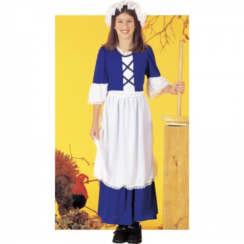 Очаровательный полиэстеровый наряд колониальной девочки с фартуком и шляпкой, идеально подходящий для косплей-мероприятий