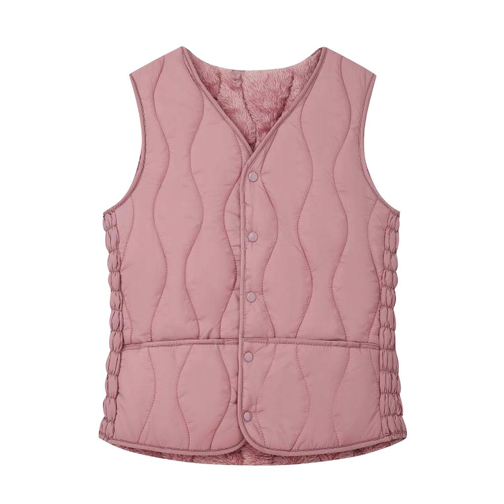 Женский модный жилет на пуговицах однотонного цвета со стоячим воротником и карманами