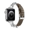 Роскошный кожаный ремешок для Apple Watch, ремешок 44 мм, 40 мм, 45 мм, 41 мм, 38 мм, 42 мм, браслет из нержавеющей стали для iWatch Series 8 Ultra 7 6 5