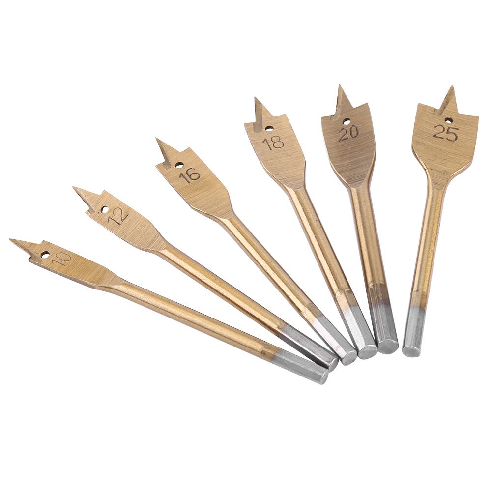 6 шт. Лопаточные сверла из высокоуглеродистой стали для деревообработки, плоские сверла для сверления, расточные инструменты 1025 мм