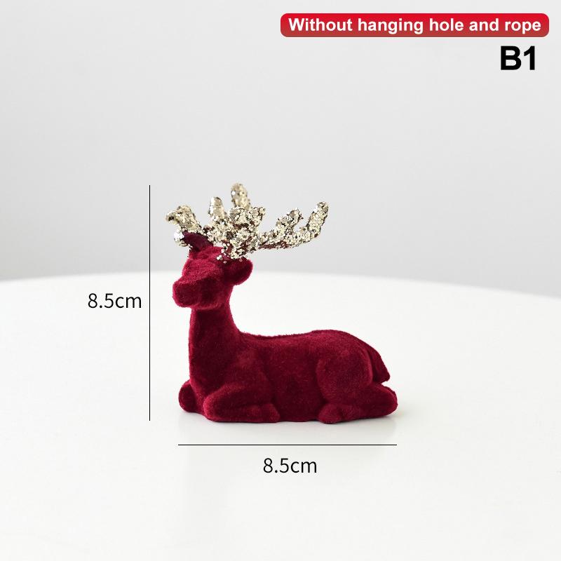 1 шт. Рождественский олень, украшения, декор для дома, настольный декор, подвесные шары, флокированный мини-олень, подвеска в виде лося