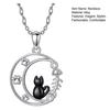 Cat Moon Necklace Black Cat Moonstone Necklace for Women Gothic Jewelry Gift for Mother's Day Anniversary