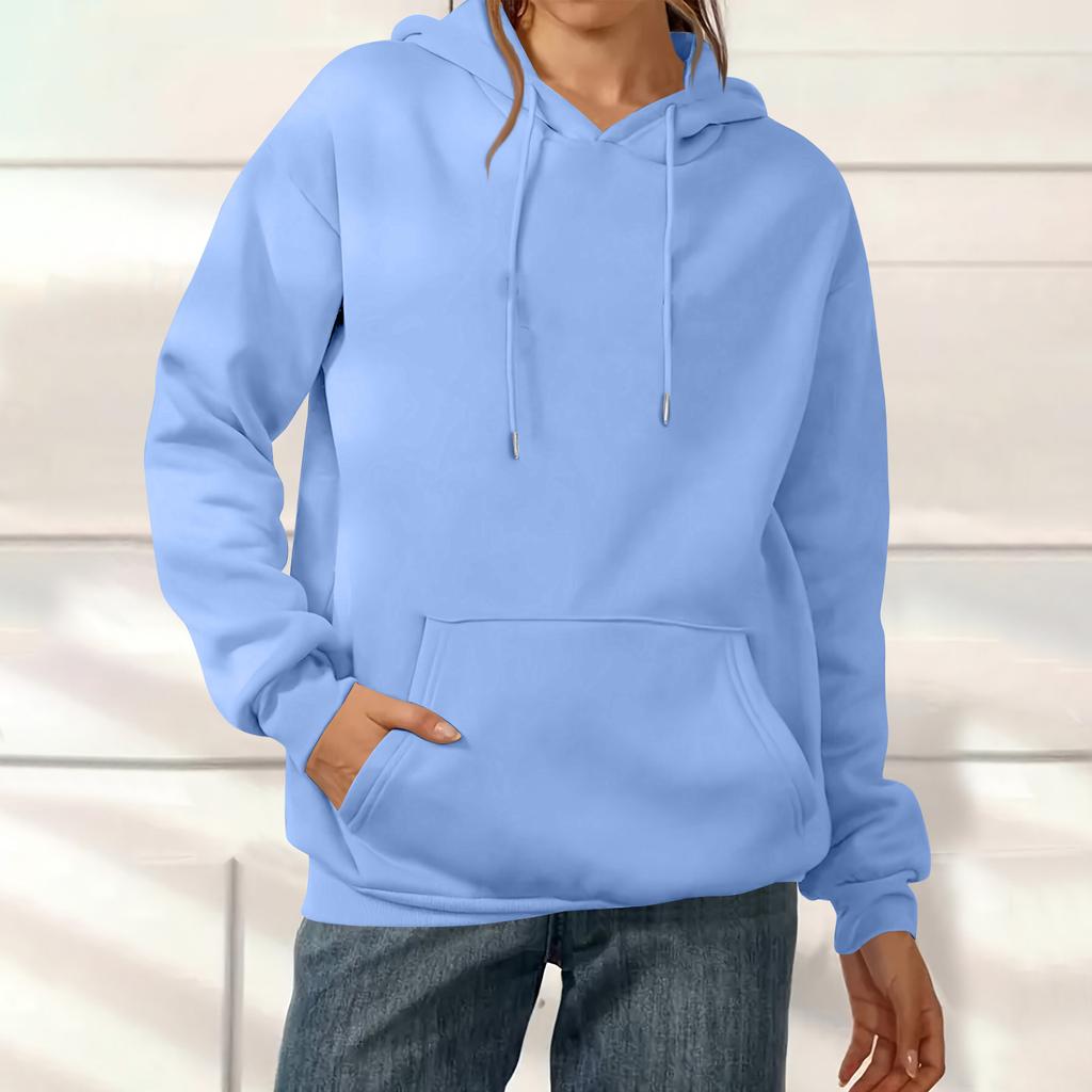 Women's Fashion Solid Color Casual Long Sleeve Hoodie