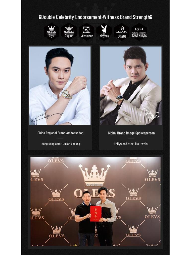 Oulishi Кварцевые Люминесцентные Часы с Двойным Календарем для Мужчин и Детей