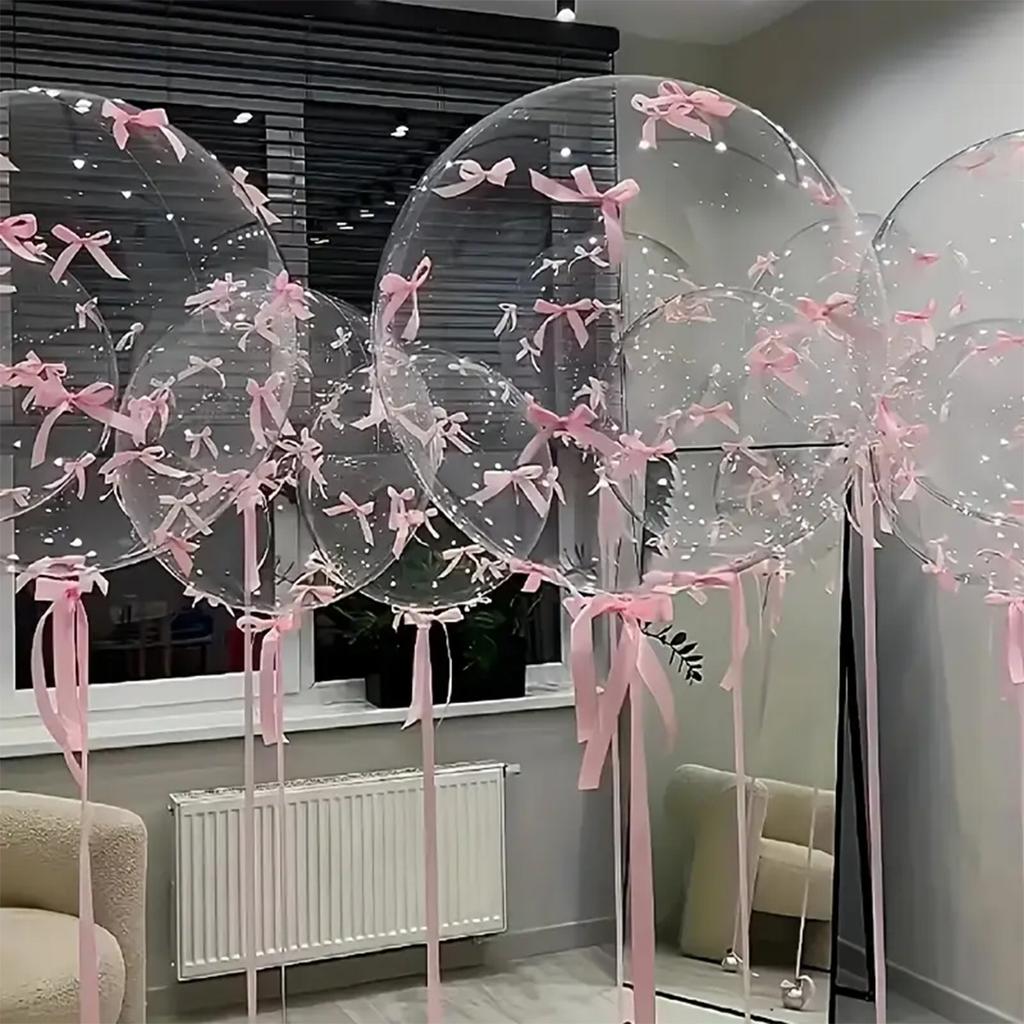 Набор из 92 прозрачных воздушных шаров Bobball с розовыми бантами для дней рождения, Дня святого Валентина, свадеб, вечеринок и украшений