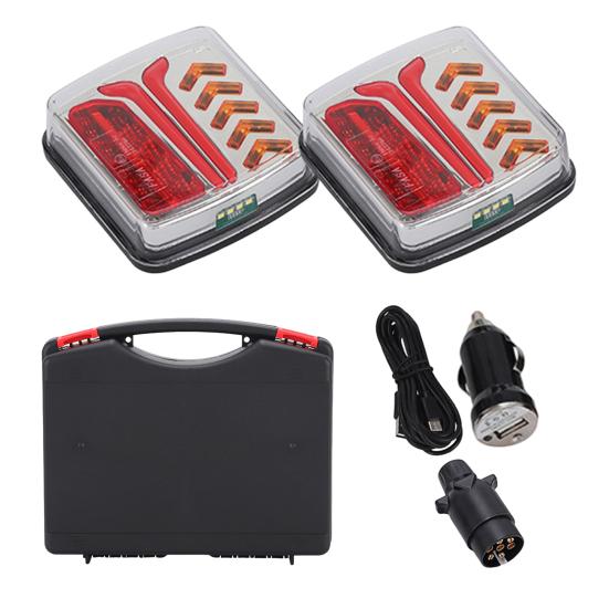 Wireless Magnetic Trailer Light IP67 Waterproof Tail Lamp Rechargeable LED Stop/Turn/Tail Lights Kit for Truck Trailers RVs Boats