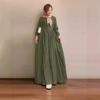 Muslim Women's Plus Size Middle Eastern Vintage Bubble Sleeve Spring and Autumn Solid Color Fashion Elegant Dress