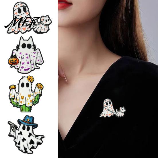 Backpack Decoration Pin Halloween Cartoon Ghost Enamel Brooch, Spooky Metal Lapel Pin, Jewelry Accessory Sweater Cardigan Coat Suit Scarf Decor,
