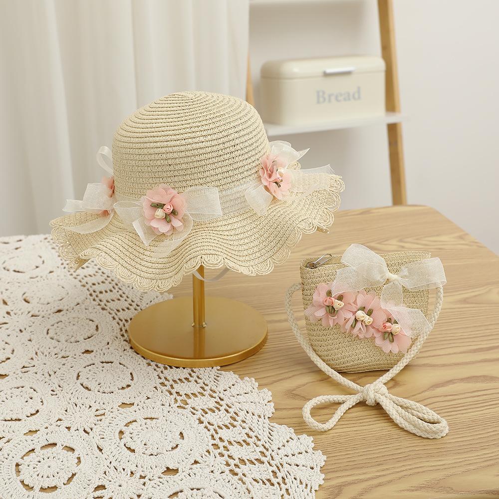 Summer Children's Sun Protection Beach Straw Hat Princess Girl's Vacation Woven Sun Hat