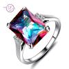 Новое 10x14 мм Mystic Fire Rainbow Topaz обручальное кольцо для свадьбы серебряный прямоугольник уникальные ювелирные изделия топ-бренда аксессуары