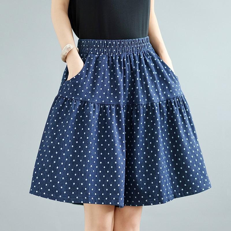 Шорты джинсовые женские летние повседневные винтажные в горошек больших размеров с высокой талией, свободные