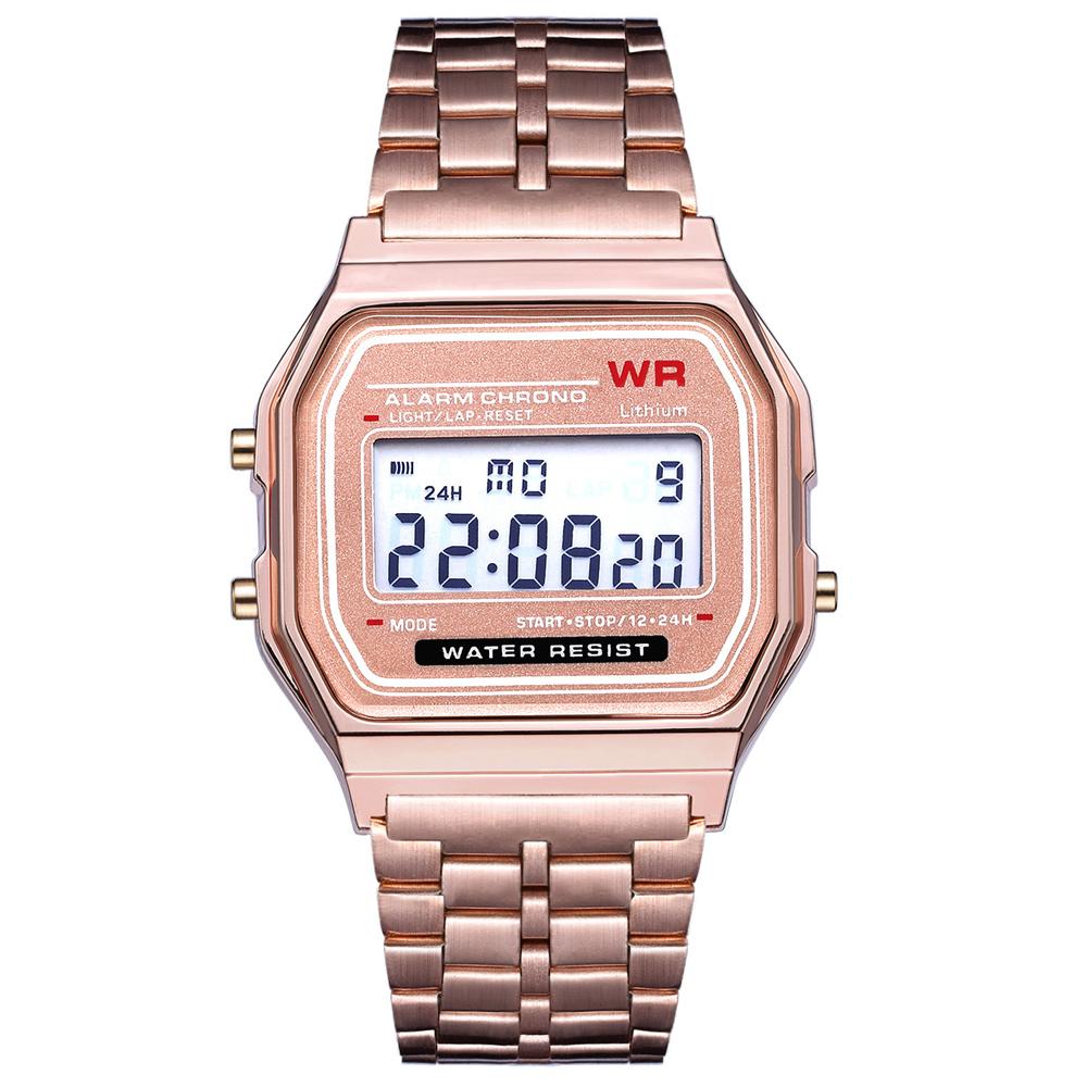 Square Dial Electronic Women Men Watch Digital Display Wristwatch Rose Gold Silver Luxury Ladies Wristwatches