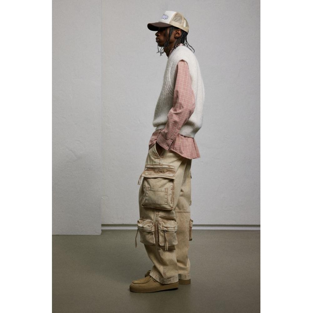 Джинсы HM Loose Cargo светло-бежевые