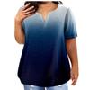 Fashion Plus Size Women's Casual Short Sleeve Round Neck Gradient Print T-shirt With Pockets