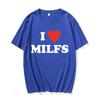 Модные Унисекс Футболки с Принтом I Love MILFS I Heart Hot Moms Мужские Женские Оверсайз Повседневная Футболка Харадзюку Футболка Стритвир