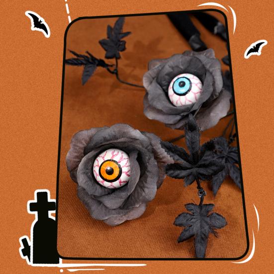 1/2/3 шт. Хэллоуин Искусственный Цветок Глазного Яблока с Черными Кленовыми Листьями Жуткий Готический Поддельный Шелковый Цветок Домашнее Украшение для Стола Искусственная Роза