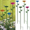 Flower Shape Bees and Butterfly Bath Bowl Watering Stake Watering Station for Garden Backyard Decors Bees Watering Supply