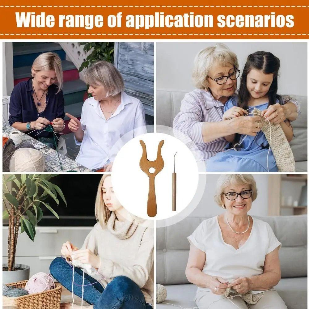 Деревянная вилка для вязания с изогнутым кончиком иглы, инструмент для плетения шнуров ручной работы, наборы для вязания крючком «сделай сам» для начинающих