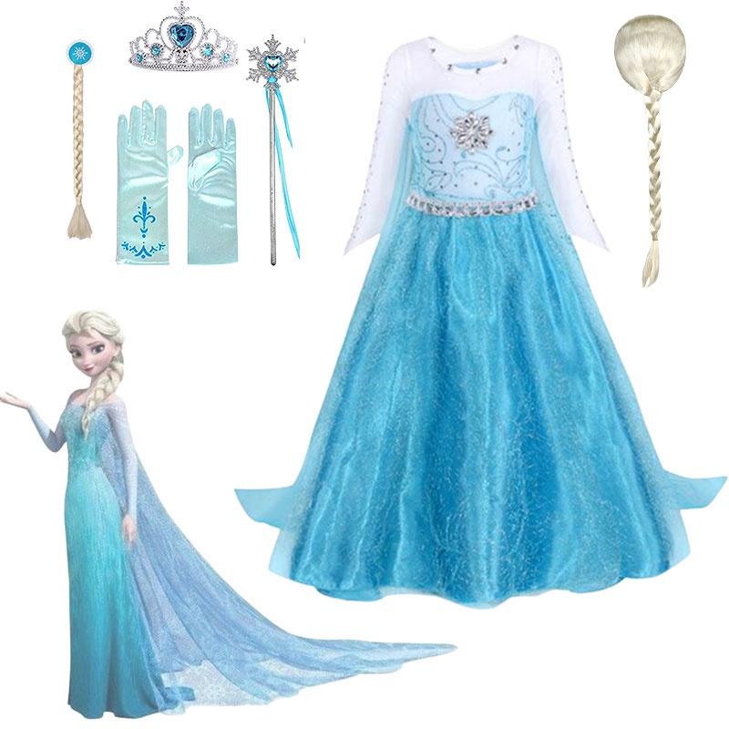 Платье принцессы Эльзы для девочек, костюм на Хэллоуин, детское сказочное платье